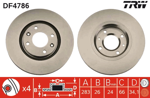 BOSCH 0986479W69 ΔΙΣΚΟΠΛΑΚΑ ΕΜΠΡ.CITROEN,PEUGEOT